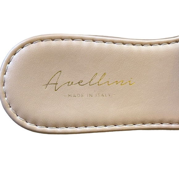 Avellini Italy Cognac Brown Faux Leather Gold Chain Bit Sandals Slides - 6.5 - Picture 14 of 15